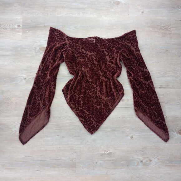 Y2K Parisian Brown Sheer Velvet Fairy Blouse - Picture 2 of 3